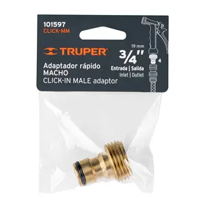 Conector Macho de Latón de 3/4" con Conexión Rápida, Sistema de Clic, TRUPER, Caja de 6 Unidades - Product Image 3