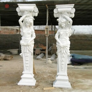Mano tallada ornamentales blanco estatua de piedra <span class=keywords><strong>casa</strong></span> <span class=keywords><strong>Pilar</strong></span> diseño - Product Image 1