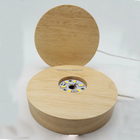 Lampe de chevet LED ronde en bois moderne avec interrupteur USB, lumière blanche chaude, boule de cristal 3D pour la maison