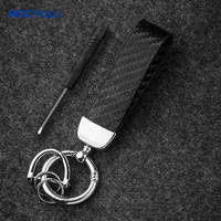 Porte-clés de voiture en cuir de fibre de carbone pour BMW Mercedes VW Audi Toyota Honda Hyundai Kia Peugeot Ford porte-clés accessoires Anti-perte