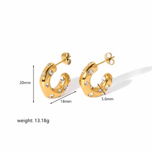 ต่างหูแบบห่วง ชุบทอง 18K ทำจากไทเทเนียมสตีล ประดับมุกและเพทาย สำหรับใส่ไปงานปาร์ตี้ - Product Image 5