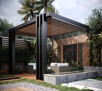 Pergola bioclimatique motorisée de luxe en aluminium, imperméable et thermolaquée, pour jardin et terrasse extérieure