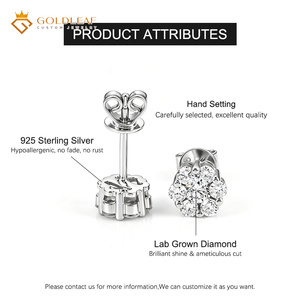 Goldleaf 925 <b>Silver</b>, 1 Carat D VS1 Lab Grown Diamond, Flower Shaped <b>Earrings</b>. Suitable For Gifting, Anniversary, <b>Wedding</b>, Daily - Product Image 5