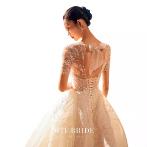 MTF BRIDE Lace Wedding Dress Ball Gown Sweetheart Neckline Embroidered Lace Net Princess Waistline Floor Length - Product Image 5