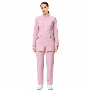 Set di <span class=keywords><strong>Camici</strong></span> Medici Personalizzati con Logo per Donne, Tunica a Maniche Lunghe con Zip, Uniforme Ospedaliera Compatibile con Hijab per Infermiere Musulmane - Product Image 1