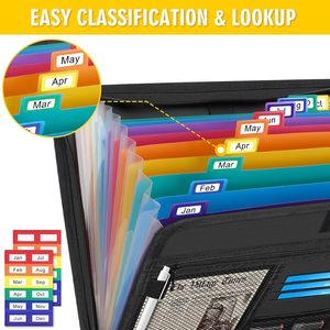 Factory Wholesale <strong>Expandable</strong> Zipper <strong>Box</strong> <strong>File</strong> Travel Safe Waterproof Fireproof Plastic Pocket Wallet Document Storage Home Office - Product Image 6