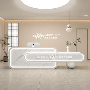 आधुनिक कार्यालय फर्नीचर फ्रंट डेस्क अनुकूलन योग्य रंग स्पा बार्बर सौंदर्य सैलून उपयुक्त रिसेप्शन डेस्क - Product Image 4