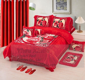 Set di 12 Coperte <span class=keywords><strong>Rosa</strong></span> in Velluto Caldo per l'Inverno, <span class=keywords><strong>Coperta</strong></span> Pesante Stampata King Size 10kg con Tende Coordinate - Product Image 3