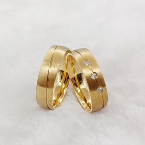 Di alta qualità 18k placcato oro gioielli di moda promessa di matrimonio anelli di nozze per coppie prezzo di sconto all'ingrosso - Product Image 4