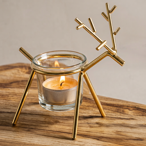 Gold IreiDeer Candle Holder Handmade <b>Tealight</b> Stand Rustic <b>Lantern</b> for Christmas Home Wedding Decor - Product Image 1