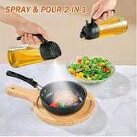 Pulvérisateur d'huile 2-en-1 de 470 ml pour la cuisine – Distributeur d'huile d'olive en verre avec fonction pulvérisation et versement – Accessoire de cuisine