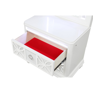 Comodino Moderno Abigale a 2 Cassetti in Legno Bianco con Illuminazione LED - Product Image 2