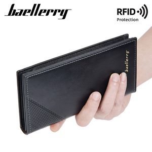 Baellerry Men's Long <b>Wallet</b> Multi-Card Zippered <b>RFID</b> Protection Business Bi-Fold <b>Wallet</b> Solid Color Everyday Use - Product Image 2