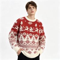 Pull personnalisé à col roulé et manches longues, motif renne et flocon de neige, pull en tricot, pull de Noël moche