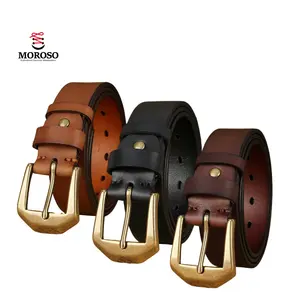 Black Latest Men'S Fashion Pin Buckle Full Grain Leather Genuine Leather Cowhide Men Belt