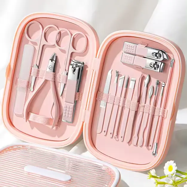 Custom Manicure Set 18-piece set/Nail set 8-piece portable travel beauty kit Pink Blue Green