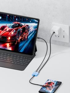 Adaptateur USB-C 1 entrée 2 sorties mâle vers femelle <span class=keywords><strong>avec</strong></span> câble audio et charge rapide 60W pour <span class=keywords><strong>iPhone</strong></span> 16/15, <span class=keywords><strong>Samsung</strong></span> Galaxy S25/S24/S23 - Product Image 5