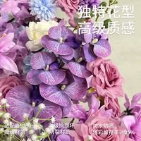 Nouvelle table cascade en plastique violet avec motif floral pour décorations de jardin, de mariage, d'anniversaire, de centre commercial et de vitrine