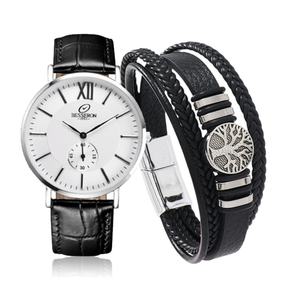 Luxury Men's Stainless Steel <b>Watch</b> Gift <b>Set</b> Custom Logo Fashion Orologio Uomo Reloj Para Hombre Juego De Reloj Y Pulsera Para - Product Image 1