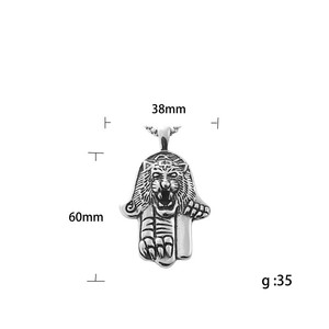 Colgante de Mano de Buda Tigre, Collar de Acero Inoxidable para Hombre, Estilo Punk Retro, Joyería de Moda con Forma de Animal 19065 - Product Image 4