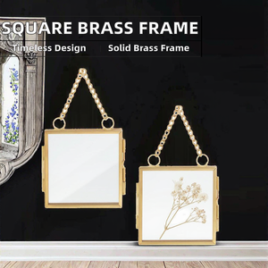 Wood Gold Plated <b>Square</b> <b>Picture</b> Photo <b>Frame</b> With Chain Hanging Wall Decoration Thanksgiving Office Dinning Room Use Attractive - Product Image 2