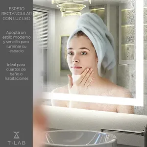 Espejo de Pared LED Táctil para Baño o Vestidor, 3 Luces, Rectangular con Marco - Product Image 6