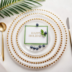 Set di Piatti di Lusso in Vetro Trasparente con Perline, 8 10 13 Pollici, Bordo Argento o Oro per Cucina, Hotel o Cene di Matrimonio - Product Image 4