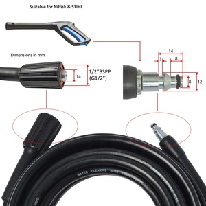 DN6 1/4 "* 180bar / 2600psi * 10m / 32ft Tuyau de nettoyage d'eau haute pression Tuyau de lavage sous pression pour <span class=keywords><strong>Nilfisk</strong></span> - Product Image 2