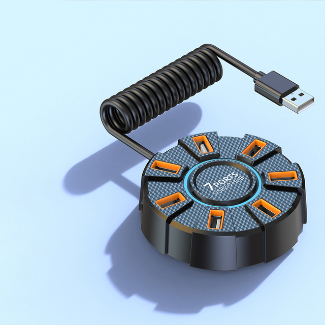 New Design 7 in 1 Hub USB 2.0 Extender Hub with High Speed Data Transmission Docking Station for USB Devices