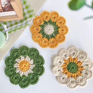 New Cute Style Ins Style Flower Coasters and Placemats, Crocheted Potholders, Handmade with Milk Cotton Yarn - Product Image 2