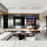 Meuble mural écologique sur mesure avec éclairage LED, charnières et évier pour cuisines modernes d'appartements