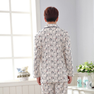 Confortevole <span class=keywords><strong>casa</strong></span> di <span class=keywords><strong>abbigliamento</strong></span> a maniche lunghe da <span class=keywords><strong>uomo</strong></span> pantaloni cardigan del risvolto del cotone lavorato a maglia più il formato pigiama - Product Image 2