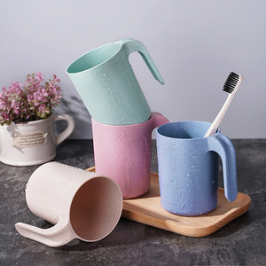 Accesorios de baño para el hogar, taza reutilizable para gárgaras, taza de enjuague bucal de paja de trigo ecológica para lavar los <span class=keywords><strong>dientes</strong></span>, taza para gárgaras con asa - Product Image 5