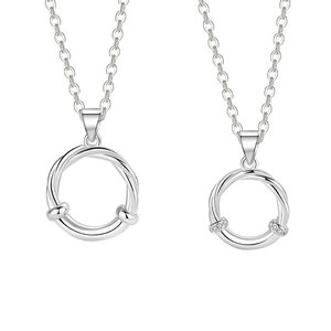 Kalung pasangan Pareja Mobius, kalung pasangan liontin cincin lingkaran untuk pria wanita menarik jarak hati - Product Image 5