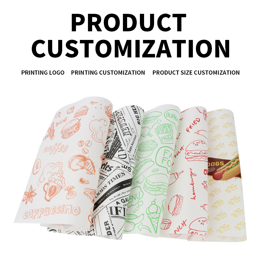 Customized Greaseproof Paper Food Digital Printing Double Side CMYK Recycled Uncoated Woodfree Paper 50gsm Sheets Virgin Pulp MPopular