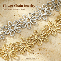 Collier ras du cou en acier inoxydable plaqué or PVD étanche avec pendentif fleur pour femme, bijou tendance, cadeau
