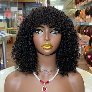 Pelucas de Cabello con Flequillo Rizado Pixie Super Double Drawn, Sin Enredos, Textura Muy Suave y Brillante, Pelucas para Mujer - Product Image 1