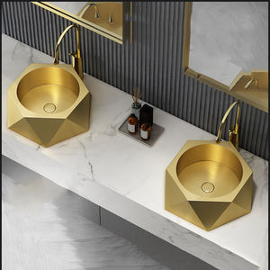 <span class=keywords><strong>Lavabo</strong></span> de salle de bain en acier inoxydable de style unique, couleur or rose, à poser sur le comptoir - Product Image 2