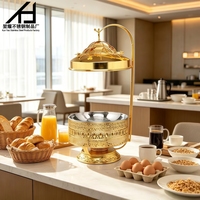 Matériel de restauration : Ensemble de chauffe-plats de luxe 8L en acier inoxydable doré pour buffet, avec couvercle suspendu, pour événements