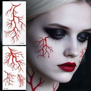 Autocollant de tatouage temporaire pour le corps et le visage, imperméable, blanc, Halloween, <span class=keywords><strong>horreur</strong></span>, <span class=keywords><strong>thriller</strong></span>, écologique, papier de maquillage pour le corps et le visage, design artistique - Product Image 3