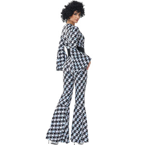 Diamond Grid 80s Retro Nostálgico Disco COS Disfraz Halloween Hippie Fiesta Uniforme Cantante - Product Image 4