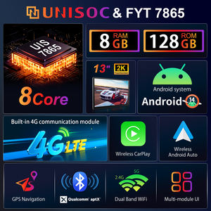 Reprodutor de <span class=keywords><strong>DVD</strong></span> para Carro Android 14 Universal com GPS, Navegação, Rádio e Tela Touch de 13 Polegadas MP5 - Product Image 2