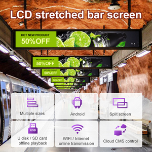 Hiseeview 16.4 23.1 29 35 37 37.8 47.1 Inch Stretched <b>bar</b> Display Indoor Wide Lcd Shelf Advertising Screen for Retail Shore - Product Image 5
