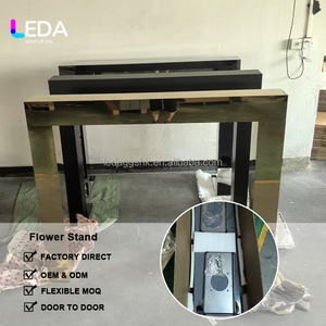 LEDA Centre de table de mariage rectangulaire classique de haute qualité en acier inoxydable doré avec arche métallique pour les fêtes - Product Image 2