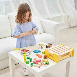 Jouet <span class=keywords><strong>de</strong></span> cuisine en bois pour enfants, ensemble <span class=keywords><strong>de</strong></span> fruits à découper, jouet <span class=keywords><strong>de</strong></span> jeu <span class=keywords><strong>de</strong></span> légumes en bois, jouets alimentaires, maison <span class=keywords><strong>de</strong></span> jeu, ensemble <span class=keywords><strong>de</strong></span> fruits et légumes pour bébé, ensembles <span class=keywords><strong>de</strong></span> barbecue - Product Image 4