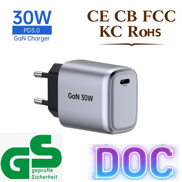 Tommox Phone Chargers Wholesale Usb c Gan Wall Charger Adapter Mini PD 30w Type C Portable Mobile Phone Usb-c Type-c Chargers