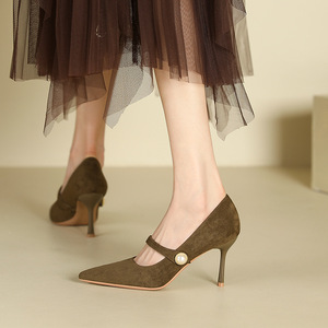 Escarpins en daim confortables et légers à talon moyen de 6 cm pour femme, antidérapants, pour fêtes et mariages, printemps, été, automne - Product Image 2