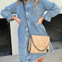 2023 New <strong>Best</strong>-<strong>Selling</strong> <strong>European</strong> and American Washed Shirts Denim Skirts Lantern Sleeves Loose Fitting <strong>Dresses</strong> for Women