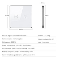 Interruptor de Escenas Inalámbrico Zigbee Tuya Smart Life, Panel de Control Remoto de 2 Botones, Control Inteligente para Toda la Casa con Batería