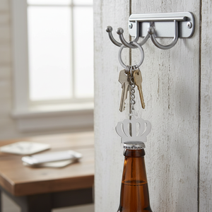 Portachiavi a Corona in Acciaio e Ottone, Materiale in Lega Leggera, Stampa Offset e UV, Design Unico Apribottiglie, Senza Scatola - Product Image 3
